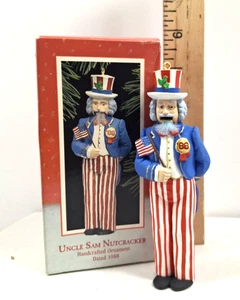 Vintage 1988 Hallmark Uncle Sam Nutcracker 5" Tall Ornament With Box - Picture 1 of 6