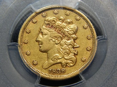 1838 $5 Classic Head Gold Half Eagle XF-45 PCGS/CAC, Very Original! - Image 1 of 3
