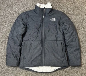 The North Face Mossbud Reversible Jacket Girls M (10-12) Grey Blue Puffer - Picture 1 of 8