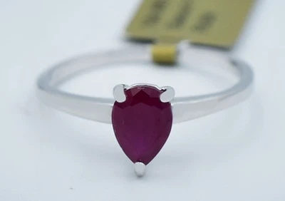 LAB CREATED  1.09 Cts RUBY RING 10k SOLID WHITE GOLD - Brand New With Tag - Image 1 of 3