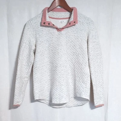 Maurices Light Grey Coral Quilted Quarter Button Pullover Sweatshirt Size Small — 第 1/4 张图片