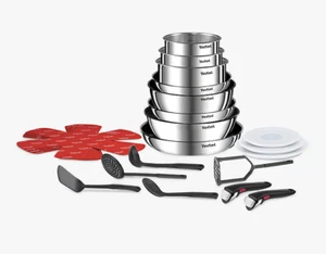 Tefal Ingenio Emotion Juego de 22 piezas de sartenes de acero inoxidable tapas herméticas de inducción - Imagen 1 de 15