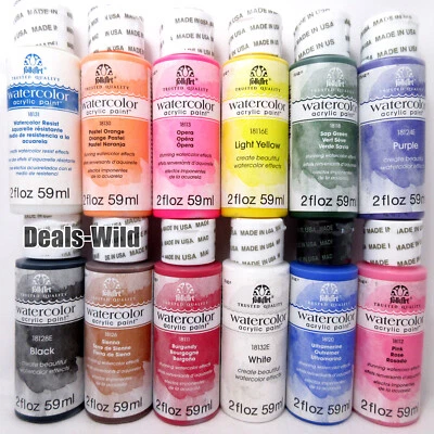 Efectos de pintura acrílica de acuarela Folkart satinada interior o exterior 2 oz Foto 1 de 2