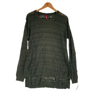 NWT Union Bay Womens M Green Tunic Sweater Open Knit Pullover Split Hem Casual - Picture 1 of 14
