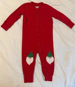 Hanna Andersson Red Santa Long Johns Zip Sleeper Pajamas Size 75 12-18 - Picture 1 of 2