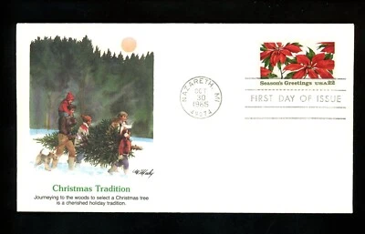 US FDC #2166 FDC Colorano 1985 Nazareth MI MC Poinsettia snowman - Image 1 of 2