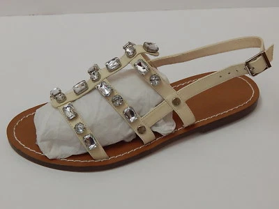 BCBGirls PETER SOY RAW LEATHER SANDALS RHINESTONES sz 9 NEW SUPER - Image 1 of 4