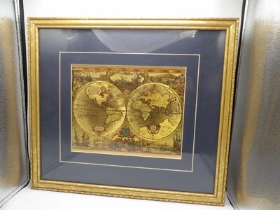 Vtg Framed World Map Henr Hondio Nova Totivs Terrarvm Orbis Geographica Tabvla - Image 1 of 4