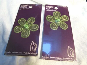 Vintage Lot 2 Pkgs. Wrights Iron On Appliques Patches Green Daisies Flowers - Picture 1 of 6