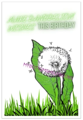 Tarjetas de felicitación DIGITALES para hacer deseos de diente de león este cumpleaños impresión en MBSB REQUERIDAS Foto 1 de 3