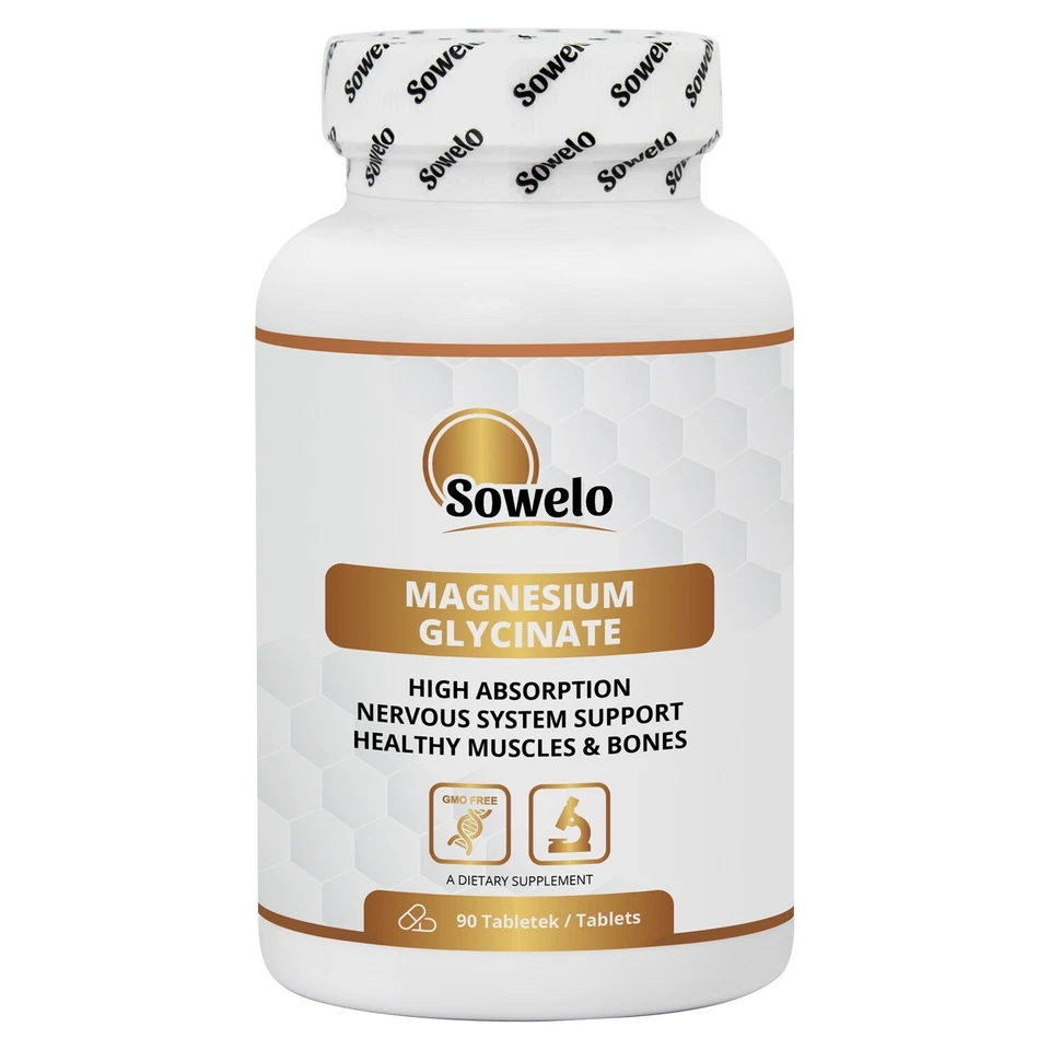Magnesium Glycinate 375 mg – Tablets – High Absorption & Gentle Formula – Sowelo - Image 1 of 4