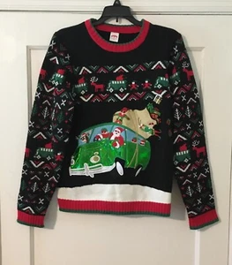 Holiday Time Kids Youth X-Large 14-16 Christmas Sweater Santa In VW Van - Picture 1 of 4