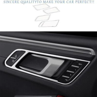 适用于保时捷 Macan 2015 - 2024 银色钢内门把手碗架盖装饰 — 第 1/4 张图片