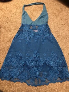 Victoria's Secret Halter Lace Slip Blue Small - Picture 1 of 7
