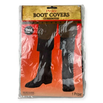 Nuevo par de disfraces de pirata para niños talla 1 negro cubierta de bota cubre talla única para la mayoría Foto 1 de 2