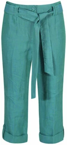 Principles Bluey Green Smart Belted Linen Cropped Trousers RRP: £35. Sizes 10-16 - Picture 1 of 3