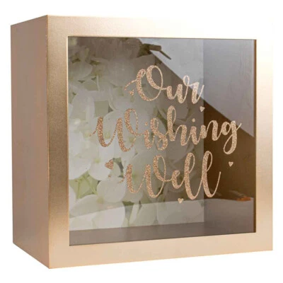 Rose Gold Wishing Well Glitter Wooden 30x20cm Birthday Keepsake Gift Display - image 1 of 3