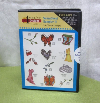 BUTTERFLY SAMPLER embroidery 20 hoop projects Amazing Designs guitar CD-Rom sew - Image 1 of 3