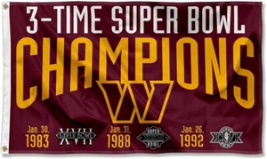 Washington Commanders 3x5 ft flag 3-Time Super Bowl Champions Ideal Gift Banner - Picture 1 of 1
