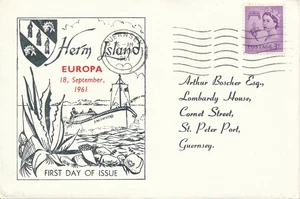 Cover UK 1961 Great Britain Guernsey Isle of Herm Channel Islands FDC Europa - Picture 1 of 2