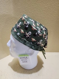 Star Wars Mandalorian/Baby Yoda Men's Skull/Chemo Surgical Scrub Hat/Cap - Picture 1 of 7