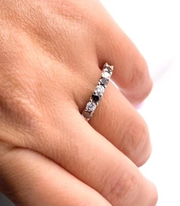 14K Weißgold runder rot & weißer Ewigkeit Lab gezüchteter Diamant U-Form Band 2,25 ctw - Bild 1 von 7