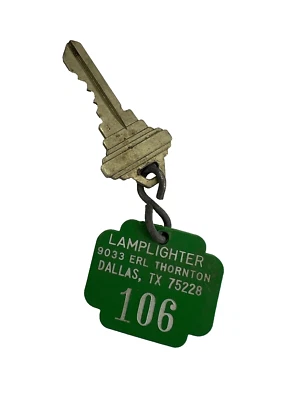 Llavero llavero vintage para habitación de hotel motel Inn Dallas TX Texas #106 años 70 Foto 1 de 4