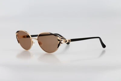 Gafas de sol Diva 5070 2, vintage años 90 lentes tintadas negro y dorado ojo de gato nuevas de stock Foto 1 de 4