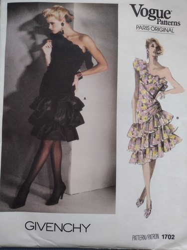 Abito vintage Vogue motivo da cucito 1702 Givenchy Misses arricciacapelli taglia: 12 non tagliato