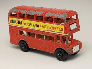 Vintage PLAYART FASTWHEELS Red Double Decker London Oxford Bus - Red 1/64 - Picture 1 of 5