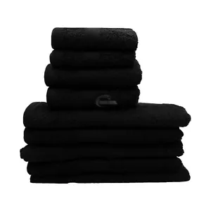 7pcs Bath Towel Set Black 100% Egyptian Cotton Towels 70x140cm Luxury Extra Soft - Picture 1 of 9