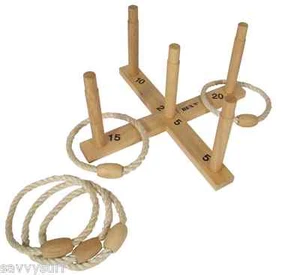 Ring Toss Hoopla Garden Game Children's Toys Garden Quoits Wooden Garden Toy - Picture 1 of 1