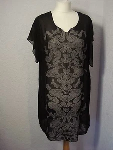 BNWOT Part Two Truly black sheer chiffon printed long tunic top 10-12 - Picture 1 of 8