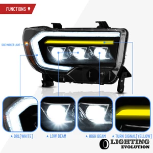 LED Projector Headlights For 2007-2013 Toyota Tundra 2008-2021 Sequoia A Pair - Picture 1 of 6