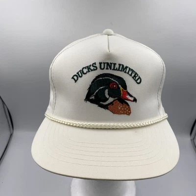Gorra De Colección Ducks Unlimited Gorra Snap Back Blanca Bordada Pato Para Hombres Corea Años 80 Foto 1 de 4