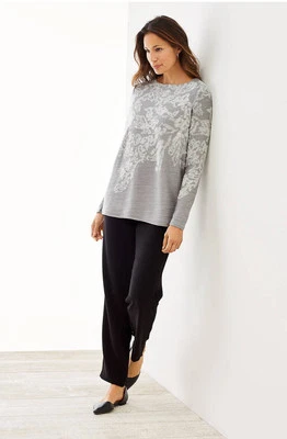 J. Jill Women's Grey Heather/Barley Wool Blend Artisanal Sweater Size Medium  Foto 1 de 4