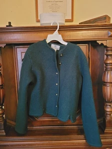 Vintage 40er 50er Jahre gekochte Wolle grün Damen Jacke Blazer Goldknöpfe Größe L - Bild 1 von 8
