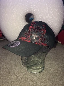 Cappello berretto vintage Y2K MMA Elite nero aderente rosso cuciture applique cross grunge NOS - Foto 1 di 8