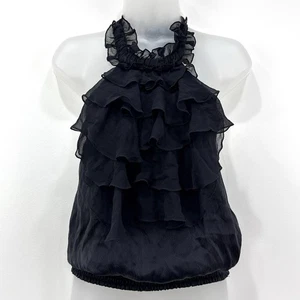 Vintage Y2K Bebe Seidentop Damen XS Coquette Whimsigoth Party romantisch sexy gesmokt - Bild 1 von 10