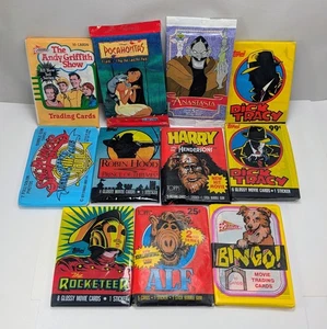 Movie Cartoon Trading Cards Vintage 80s 90s SEALED Wax Packs Lot Of 11 - Picture 1 of 6