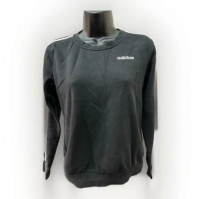Adidas Women Sweatshirt XS Black White 3 Stripes Pullover Logo Athletic Sweater - Image 1 of 4