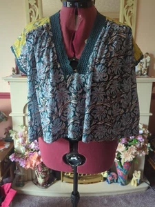 Free People Floral Cropped Swing Top New Xs/S Crochet Oversized Boho Lagenlook - Picture 1 of 13