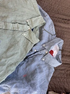 Ralph Lauren Classic 2 Shirts Mens L Blue/grn.Check Pony Seersucker Short Sleeve - Picture 1 of 10