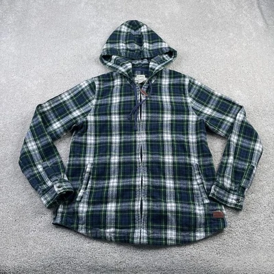 LL Bean Hoodie Womens Small Green Scotch Plaid Flannel Full Zip Hooded Outdoor - Image 1 of 4