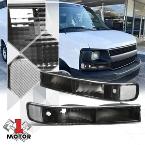Black Housing Clear Corner Bumper Turn Signal Lights for 03-23 Express/Savana - Picture 1 of 5