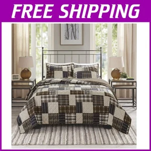 All-Season Reversible Quilt & Matching Shams – 90" x 90" Lodge Style Bedding - Picture 1 of 15
