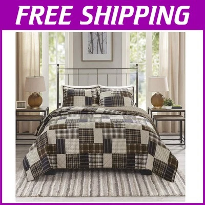 Edredón reversible para todas las estaciones y fundas a juego - Ropa de cama estilo lodge de 90" x 90" Foto 1 de 4