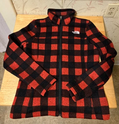 Chaqueta para mujer The North Face Maggie polar cremallera completa a cuadros roja negra talla M Foto 1 de 4