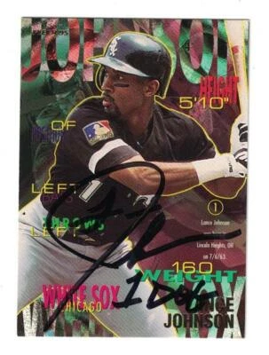 Lance Johnson Signed Autographed 1995 Fleer Card Chicago White Sox 1Dog - Image 1 of 2
