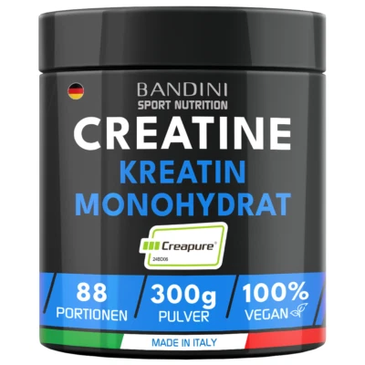 Bandini® Creapure® 300g Creatin Pulver | 3000mg/Dosis, 100% Vegan, Hochrein